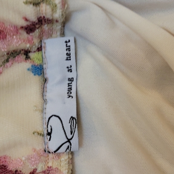 YOUNG AT HEART 1990s Fairycore Cream Lace Panel Embroidered Floral Midi Skirt - Picture 5 of 7